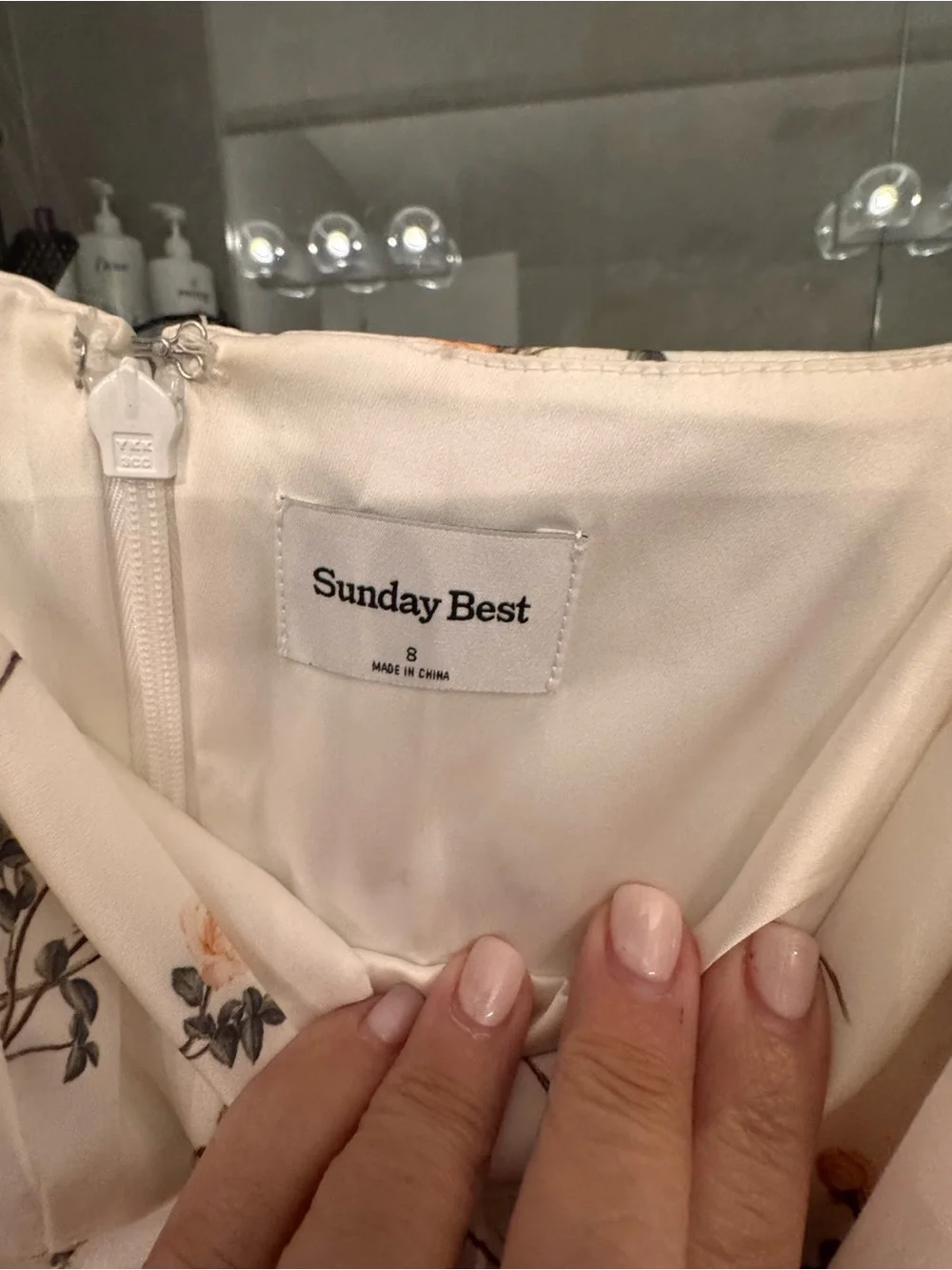 Sunday Best Cream Slip Dress with Peach Floral Print - Picture 5 of 5